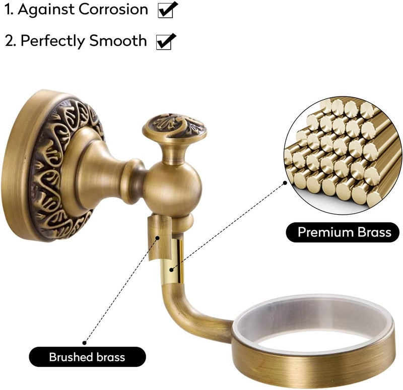 Leyden Antique Brass Soap Dispenser,Wall Mount Hand Soap Pump Bathroom Liquid Holder Lotion Bottles Vintage Dish Ceramics Removable for Kitchen Sink Countertop - Image 3